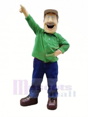 Argo Man with Green Coat Mascot Costume