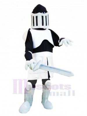 Cool Black and Silver Knight Mascot Costume People