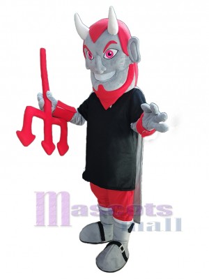 Smiling Devil with Red Eyes Mascot Costume People