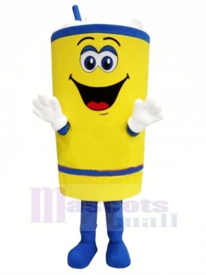 Happy Yellow Cup Mascot Costume Cartoon