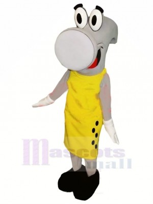 Grey Hammer with Yellow Coat Mascot Costume Cartoon