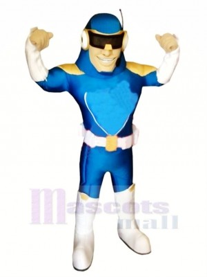 Strong Blue Captain Mascot Costume People