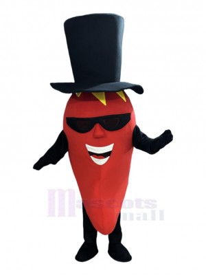 Chili Pepper with Black Hat Mascot Costume