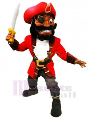 High Quality Pirate with Red Coat Mascot Costume People