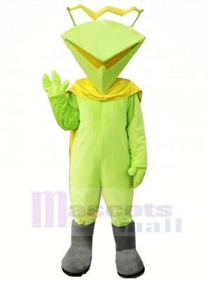 Funny Martian with Green Coat Mascot Costume Cartoon	