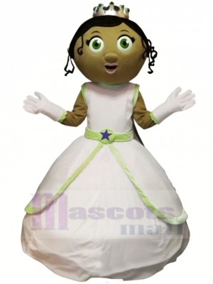 Princess with Green Eyes Mascot Costume Cartoon	