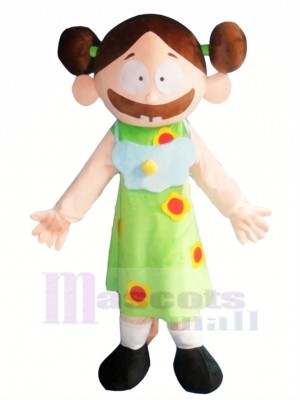 Cute Girl with Big Mouth Mascot Costume Cartoon 	