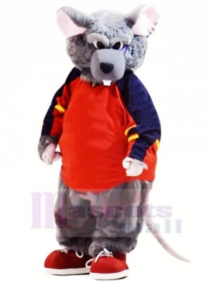 Sport Grey Rat Mascot Costume Cartoon