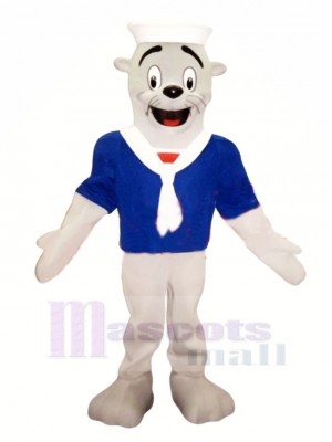 Seal with Blue T-shirt Mascot Costume Cartoon