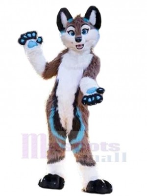 Slim Brown and White Dog Wolf Mascot Costume Animal