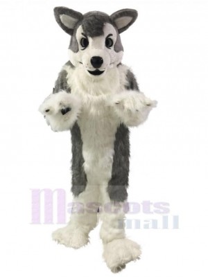 Long Hair Gray Wolf Husky Dog Mascot Costume Animal