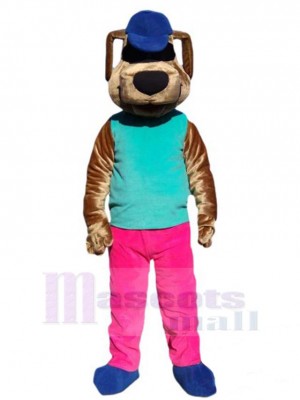 Brown Dog Mascot Costume Animal with Pink Trousers