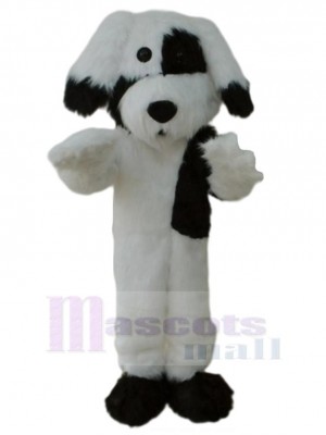 Black and White Plush Dog Mascot Costume Animal