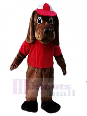 Brown Beagle Dog Mascot Costume Animal in Red T-shirt