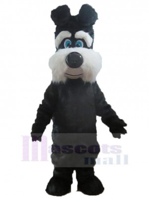Furry Black and White Dog Mascot Costume Animal