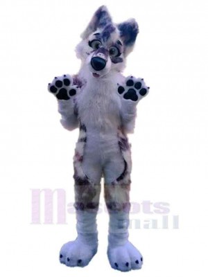 White and Brown Super Cute Wolf Dog Mascot Costume Animal