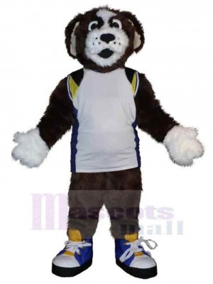 Superb Brown and White Dog Mascot Costume Animal in White Vest
