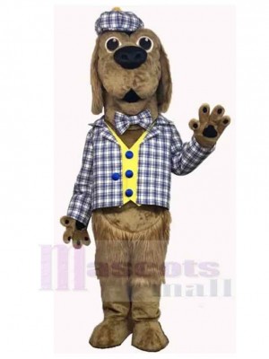 Superb Brown Dog Mascot Costume Animal in Plaid Shirt