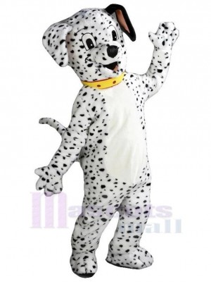 Cute Dalmatian Dog Mascot Costume Animal with Yellow Collar