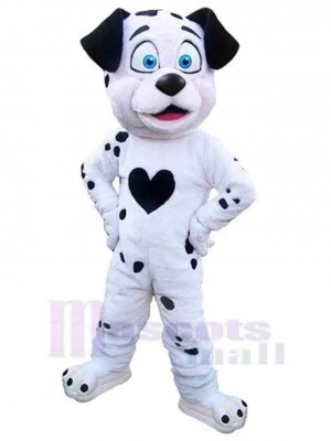 Black And White Dog Dalmatian Mascot Costume Animal with Blue Eyes