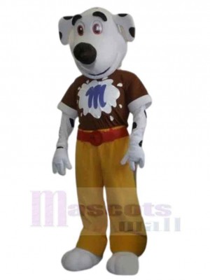 Black And White Dog Dalmatian Mascot Costume Animal with Yellow Pants