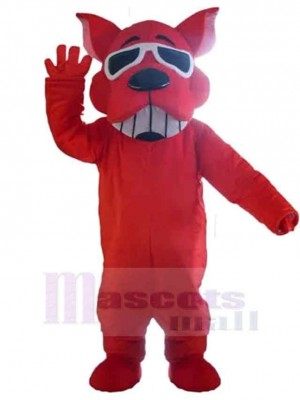 Smiling Sunglasses Red Dog Mascot Costume Animal