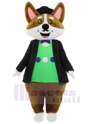 Thoughtful Dog Butler Mascot Costume Animal in Formal Suit