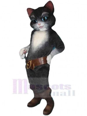 Black and White Cat Mascot Costume Animal with Blue Eyes