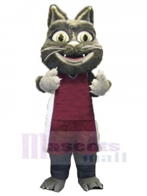 Cute Furry Cat Mascot Costume Animal in Sports Suit