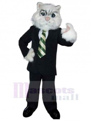 Gentle Cat Mascot Costume Animal in Black Suit