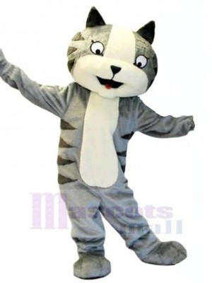 Funny Gray Cat Mascot Costume Animal with White Belly