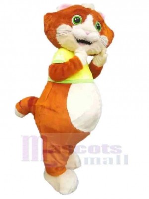 Orange Cat Plush Mascot Costume Animal with Big Belly