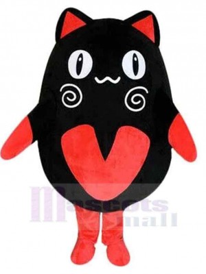 Cute Black Cat Mascot Costume Animal with Red Ears