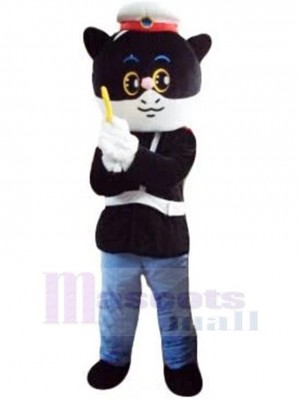 Cool Black Cat Sheriff Mascot Costume Cartoon