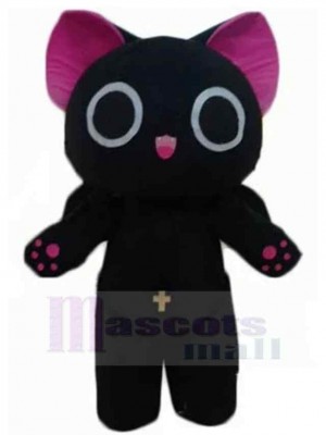 Black Cat Mascot Costume Animal with Cross Pendant