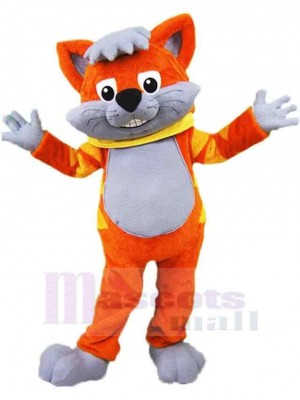 Orange Cat Mascot Costume Animal with Gray Belly