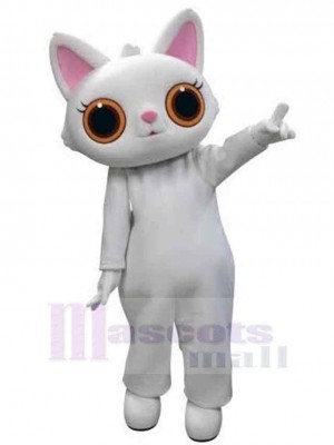 Big Eyes White Cat Mascot Costume Animal