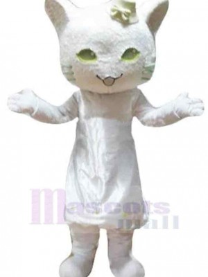 Elegant White Cat Mascot Costume Animal