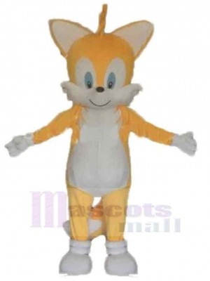 Yellow And White Cat Fox Mascot Costume Animal