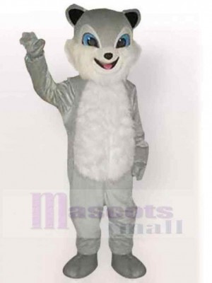 Smiling Gray Civet Cat Mascot Costume Animal