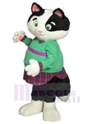 Fat Cat Mascot Costume Animal in Green Clothes