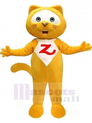 Funny Yellow And White Cat Mascot Costume Animal Adult