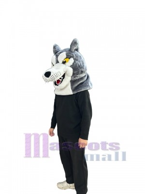 Gray Wolf Mascot Costume Animal Head Only