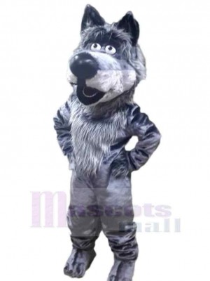Friendly Big Nose Gray Wolf Mascot Costume Animal