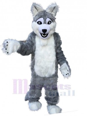 Funny Long Gray Wolf Mascot Costume Animal Adult