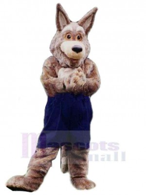 Funny Brown Coyote Wolf Mascot Costume Animal in Dark Blue Pants