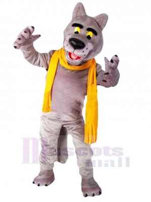 Top Quality Wolf Mascot Costume Animal with Yellow Scarf