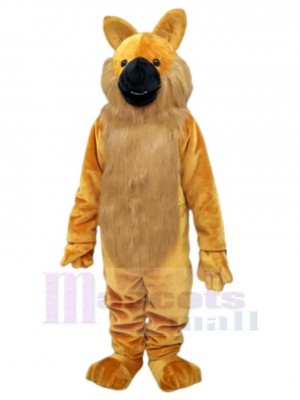 Yellow Brown Wolf Mascot Costume Animal with Black Nose