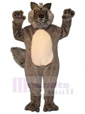 Brown and Gray Plush Wolf Mascot Costume Animal Adult