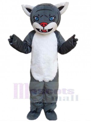 Gray Wolf Mascot Costume Animal with Red Nose